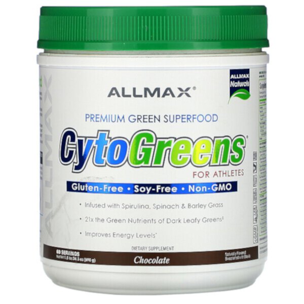CytoGreens, Зеленый суперпродукт премиум-класса для спортсменов, шоколад, 1,5 фунта (690 г) ALLMAX