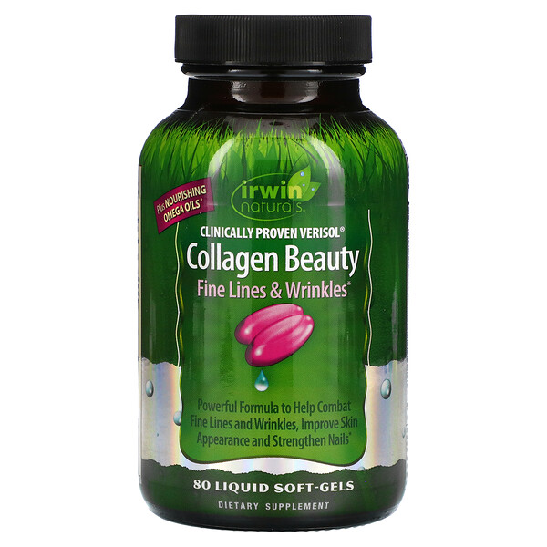 Клинически доказано Verisol Collagen Beauty, 80 мягких желатиновых капсул с жидкостью Irwin Naturals