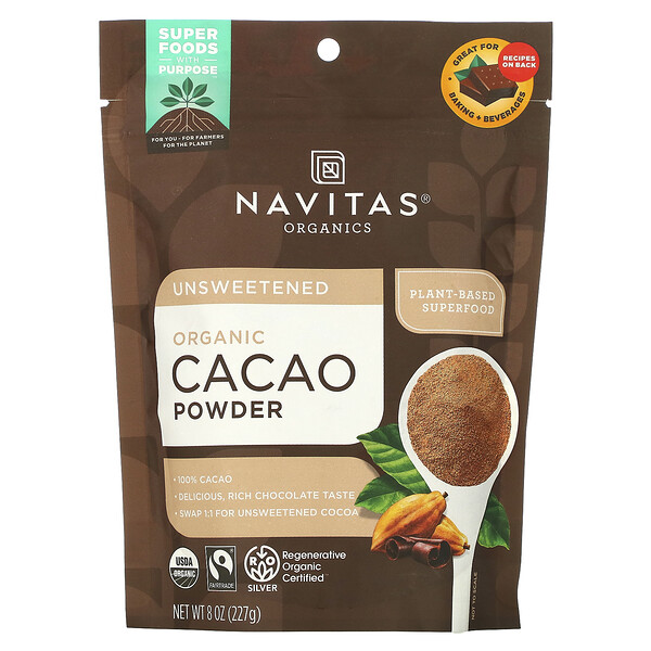 Органический какао-порошок, 8 унций (227 г) Navitas Organics