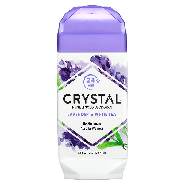 Твердый дезодорант Invisible, лаванда и белый чай, 2,5 унции (70 г) Crystal Body Deodorant