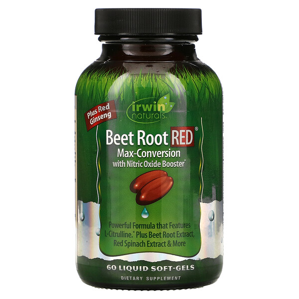 Beet Root RED, Max-Conversion with Nitric Oxide Booster, 60 Liquid Soft-Gels (Жидкие мягкие капсулы) Irwin Naturals