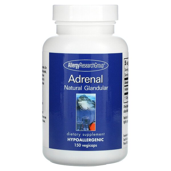 Adrenal, Natural Glandular, 150 растительных капсул Allergy Research Group