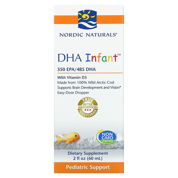 DHA для младенцев с витамином D3, 2 жидких унции (60 мл) Nordic Naturals