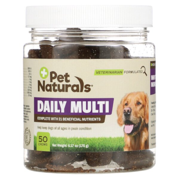 Daily Multi, для собак, 50 жевательных таблеток, 6,17 унций (175 г) Pet Naturals of Vermont