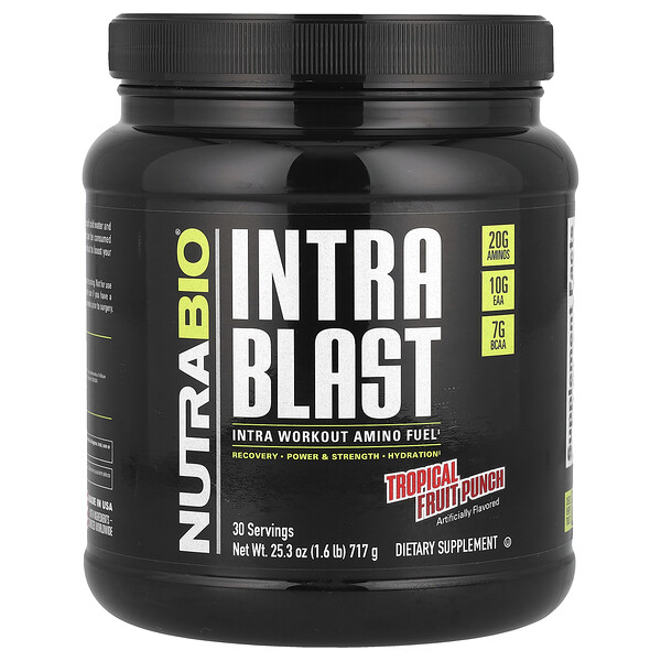 Intra Blast, Intra Workout Amino Fuel, Tropical Fruit Punch, 1.6 lb (Фунты) (717 g) NutraBio