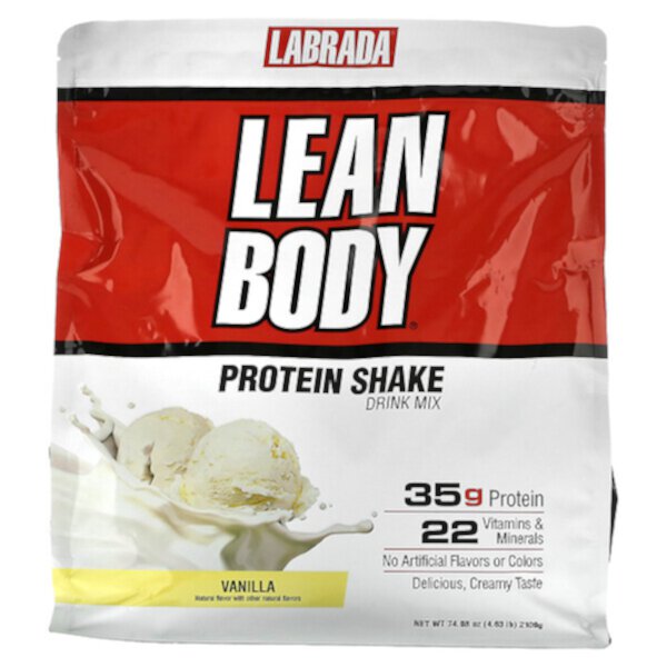 Lean Body, Протеиновый коктейль, смесь для питья, ваниль, 4,63 фунта (2100 г) Labrada Nutrition