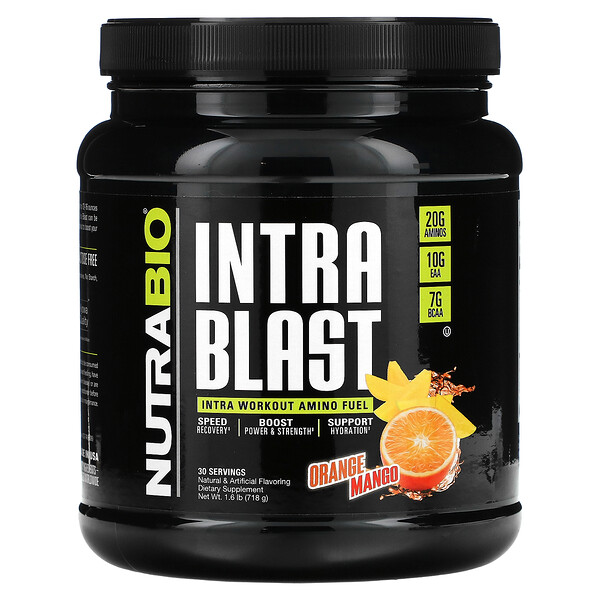 Intra Blast, Аминотопливо для тренировок, апельсин и манго, 1,6 фунта (718 г) NutraBio Labs