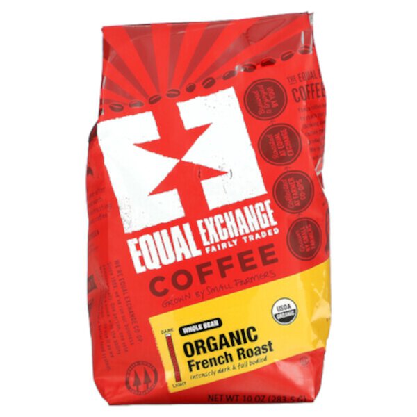 Органический кофе, французская обжарка, цельные зерна, 10 унций (283,5 г) Equal Exchange