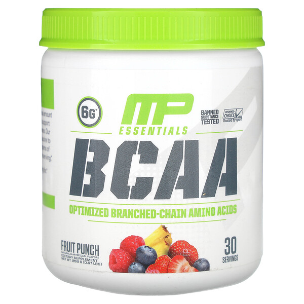 Essentials, BCAA, фруктовый пунш, 0,57 фунта (258 г) MusclePharm