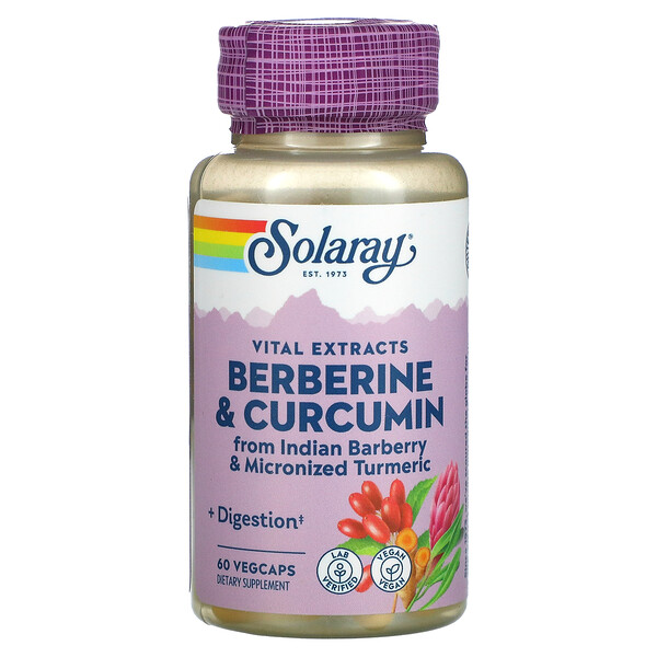 Берберин и куркумин, 60 растительных капсул Solaray