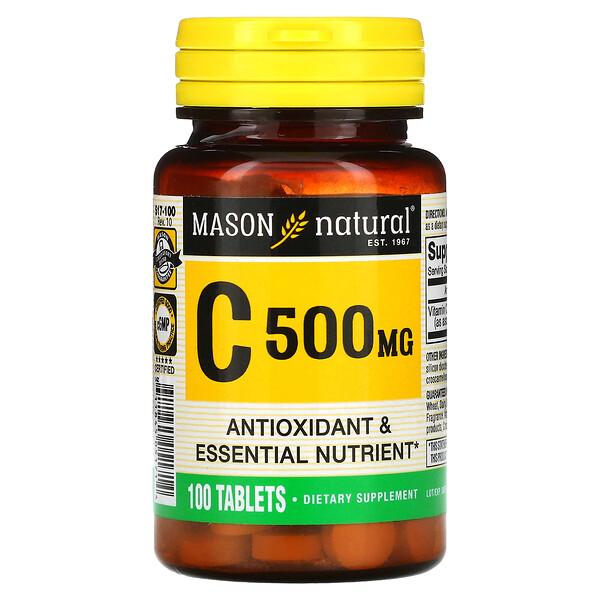 Витамин С, 500 мг, 100 таблеток Mason Natural