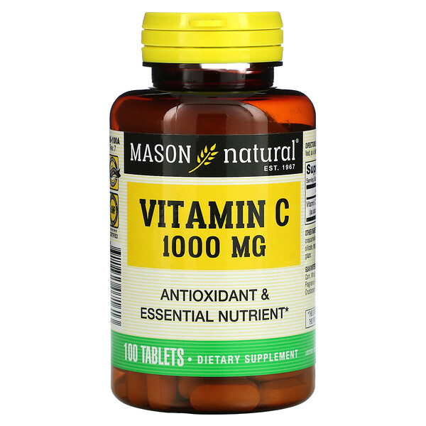 Vitamin C, 1,000 mg, 100 Tablets (Таблетки) Mason Natural