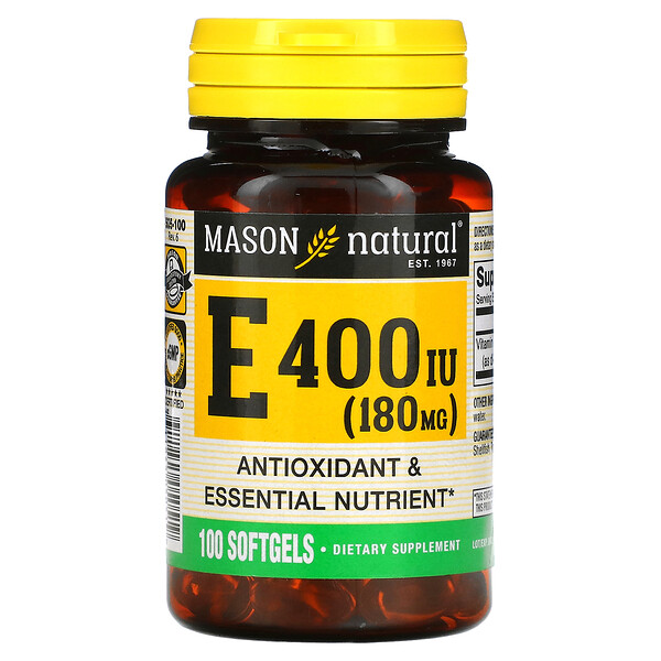 Витамин Е - 180 мг (400 МЕ) - 100 мягких капсул - Mason Natural Mason Natural