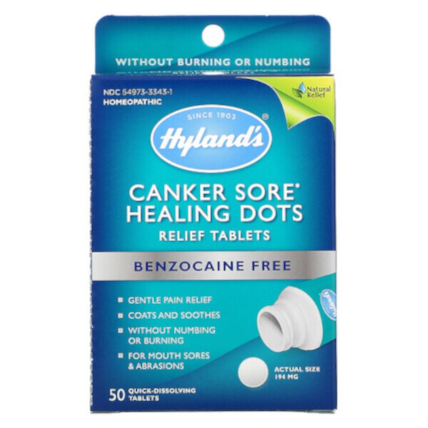 Canker Sore Healing Dots Relief Tablets, 50 быстрорастворимых таблеток Hyland's