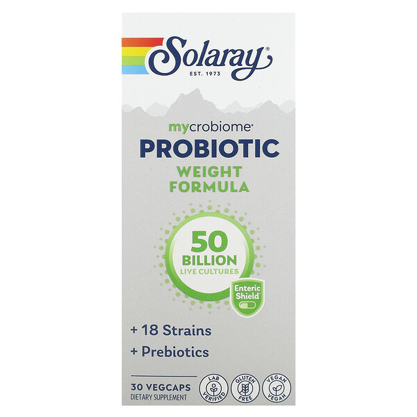 Пробиотик Микробиом для Контроля Веса - 50 Миллиардов - 30 ВегКапсул - Solaray Solaray