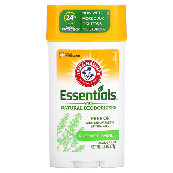 Essentials with Natural Deodorizers, Дезодорант, розмарин и лаванда, 2,5 унции (71 г) Arm & Hammer