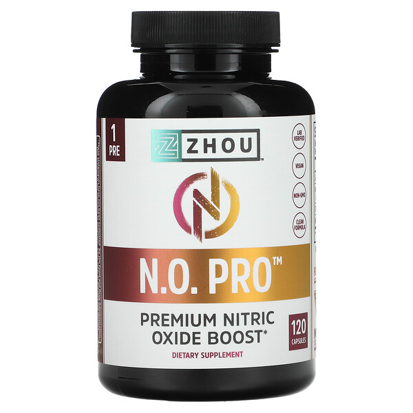 НЕТ. Pro, Усилитель оксида азота премиум-класса, 120 капсул Zhou Nutrition