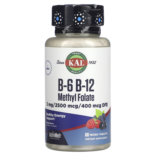 B-6 B-12 Метилфолат - 3 мг / 2500 мкг / 400 мкг - 60 микротаблеток - KAL KAL