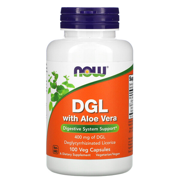 DGL with Aloe Vera, 400 mg, 100 Veg Capsules NOW Foods