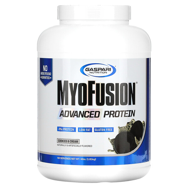 MyoFusion, Advanced Protein, печенье и сливки, 4 фунта (1814 г) Gaspari Nutrition