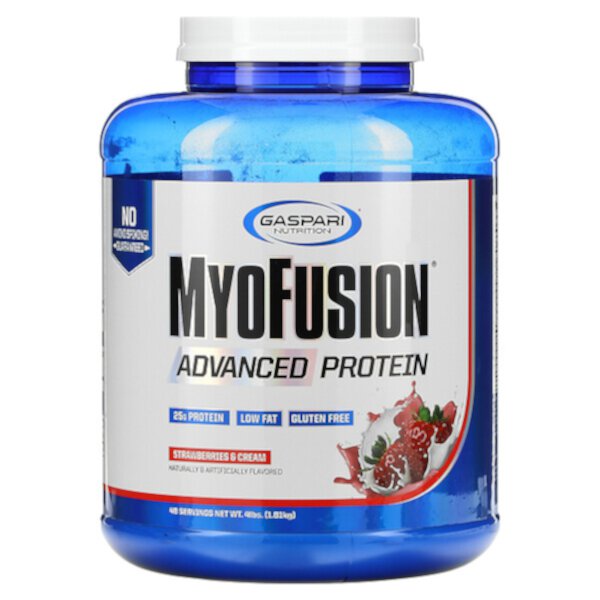 MyoFusion, Advanced Protein, клубника и сливки, 4 фунта (1,81 г) Gaspari Nutrition