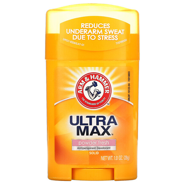 UltraMax, Твердый дезодорант-антиперспирант, освежающий порошок, 1 унция (28 г) Arm & Hammer