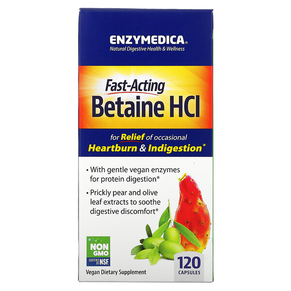 Бетаин гидрохлорид, 120 капсул Enzymedica