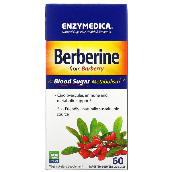 Берберин для метаболизма сахара в крови, 60 капсул адресной доставки Enzymedica