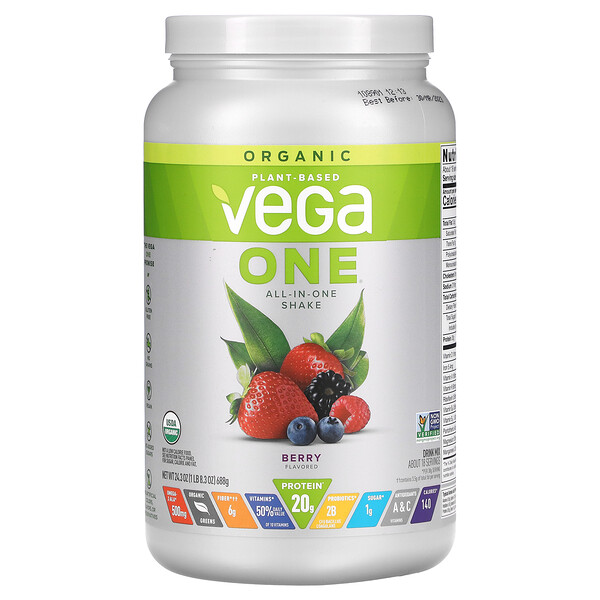 Organic, One, универсальный коктейль, ягодный, 24,3 унции (688 г) Vega