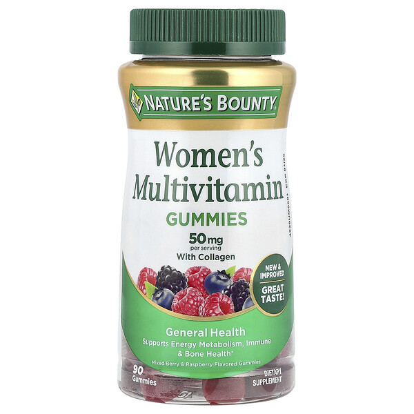 Women's Multivitamin Gummies (Жевательные конфеты), Mixed Berry & Raspberry, 90 Gummies Nature's Bounty