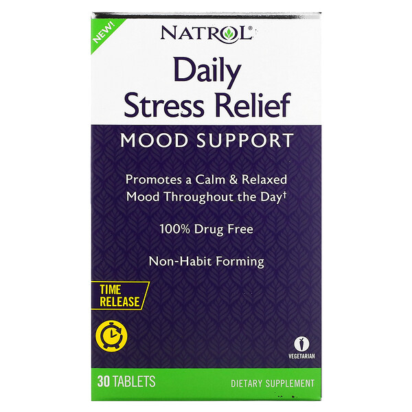 Ежедневное облегчение стресса, Медленное высвобождение - 30 таблеток - Natrol Natrol