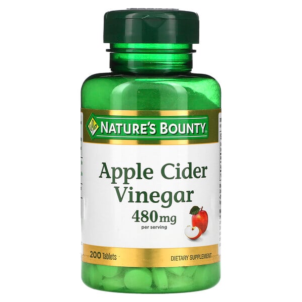 Яблочный уксус, 480 мг, 200 таблеток (240 мг на таблетку) Nature's Bounty