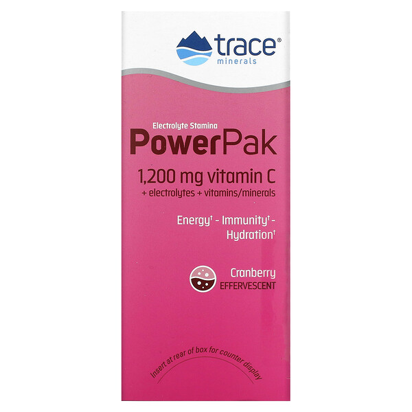 Electrolyte Stamina PowerPak, клюква, 30 пакетиков по 0,19 унции (5,3 г) каждый Trace Minerals Research