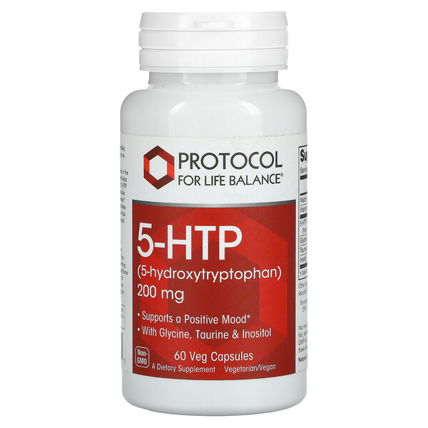 5-HTP, 200 мг, 60 растительных капсул - Protocol for Life Balance Protocol for Life Balance