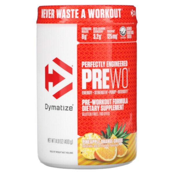 Perfectly Engineered Pre WO, Формула для приема перед тренировкой, апельсиново-ананасовая крошка, 14,11 унций (400 г) Dymatize Nutrition