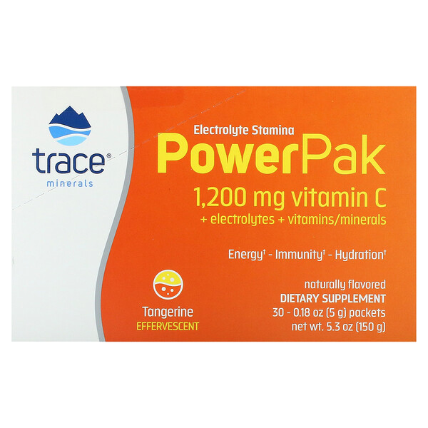 Electrolyte Stamina PowerPak, Tangerine, 30 Packets (Пакеты ), 0.18 oz (Унции) (5 g) Each Trace Minerals Research