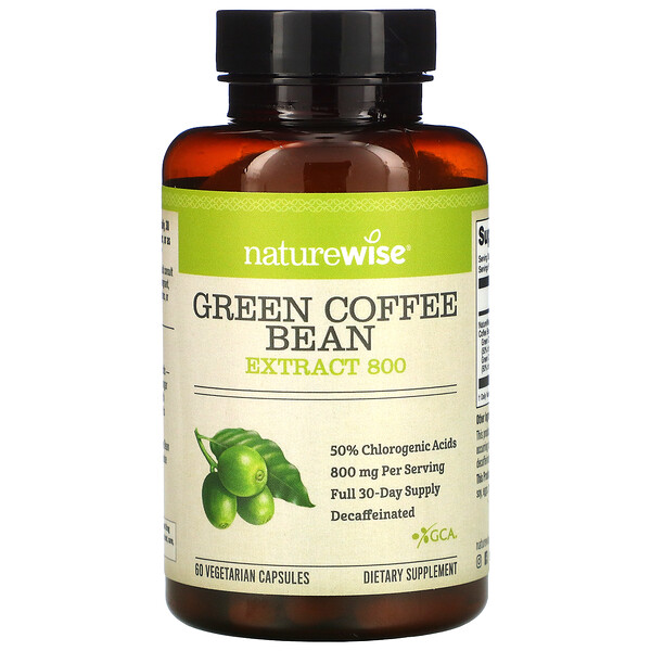 Экстракт зеленых кофейных зерен, 800 мг, 60 вегетарианских капсул NatureWise