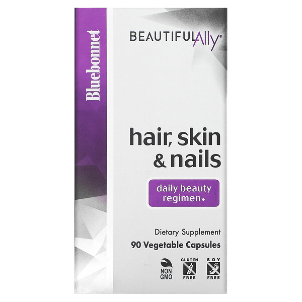 Beautiful Ally, Волосы, кожа и ногти, 90 растительных капсул Bluebonnet Nutrition