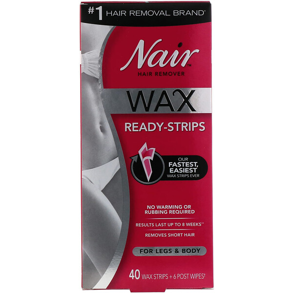 Средство для удаления волос, Wax Ready-Strips, для ног и тела, 40 восковых полосок + 6 салфеток Nair