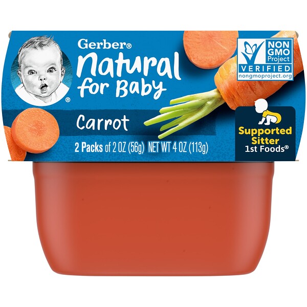 Морковь, 2 упаковки по 2 унции (56 г) каждая GERBER