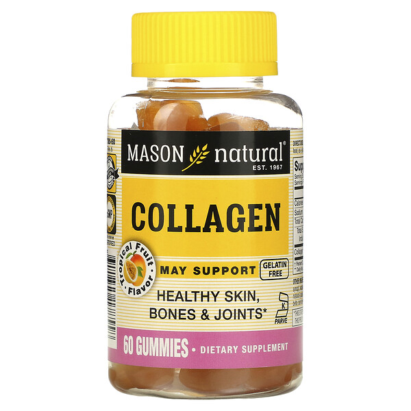 Collagen, Tropical Fruit, 60 Gummies (Жевательные конфеты) Mason Natural