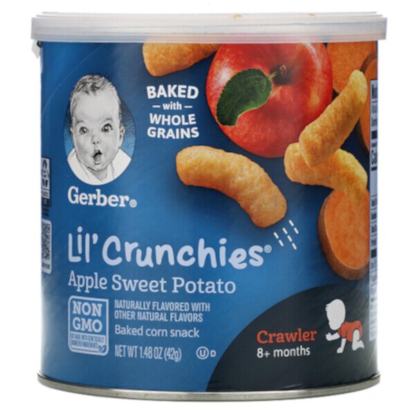 Lil' Crunchies, 8+ месяцев, яблочный сладкий картофель, 1,48 унции (42 г) GERBER