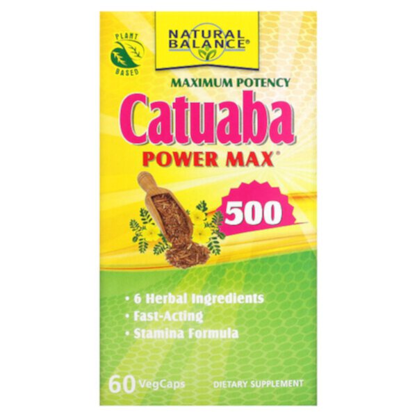 Максимальная эффективность Catuaba Power Max 500, 60 растительных капсул Natural Balance