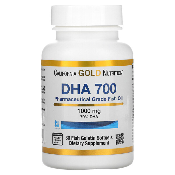 Рыбий жир DHA 700, фармацевтического класса, 1000 мг, 30 мягких желатиновых капсул из рыбьего желатина California Gold Nutrition