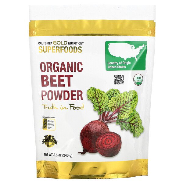 Superfoods, Organic Beet Powder (Порошок), 8.5 oz (Унции) (240 g) California Gold Nutrition