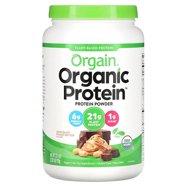 Органический протеиновый порошок на растительной основе, шоколадно-арахисовое масло, 2,03 фунта (920 г) Orgain