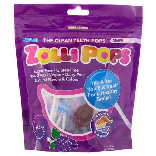 The Clean Teeth Pops, Виноград, 15 драже ZolliPops, 3,1 унции Zollipops
