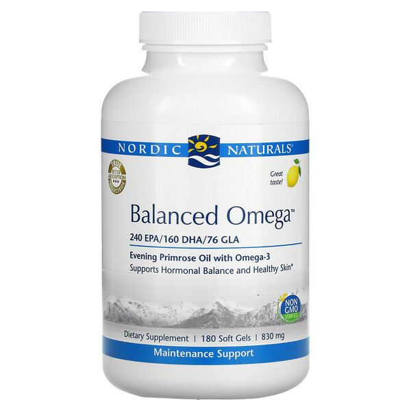 Balanced Omega, Лимон - 830 мг - 180 мягких капсул - Nordic Naturals Nordic Naturals
