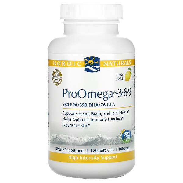 ProOmega 3-6-9, Лимон, 1000 мг, 120 мягких желатиновых капсул Nordic Naturals