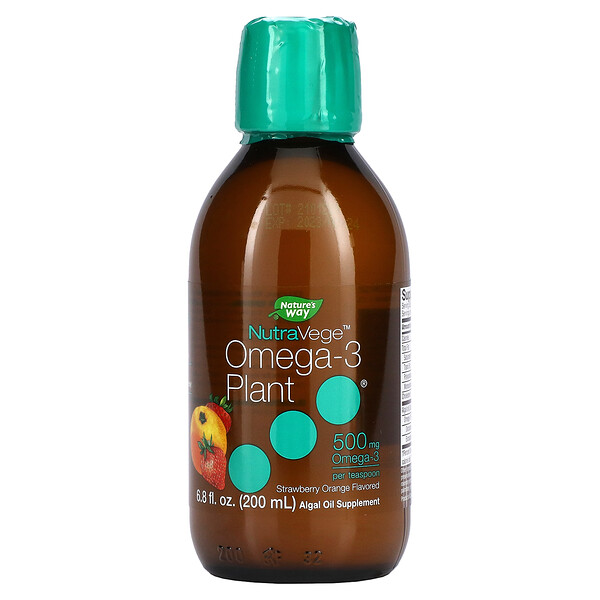 NutraVege, Omega-3 Plant, со вкусом клубники и апельсина, 500 мг, 6,8 жидких унций (200 мл) Nature's Way